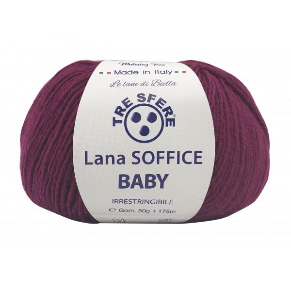 Gomitolo Lana Soffice Baby Made in Italy Tre Sfere 50% lana 50% dralon +- 175 mt. ferri o uncinetto 3/3,5