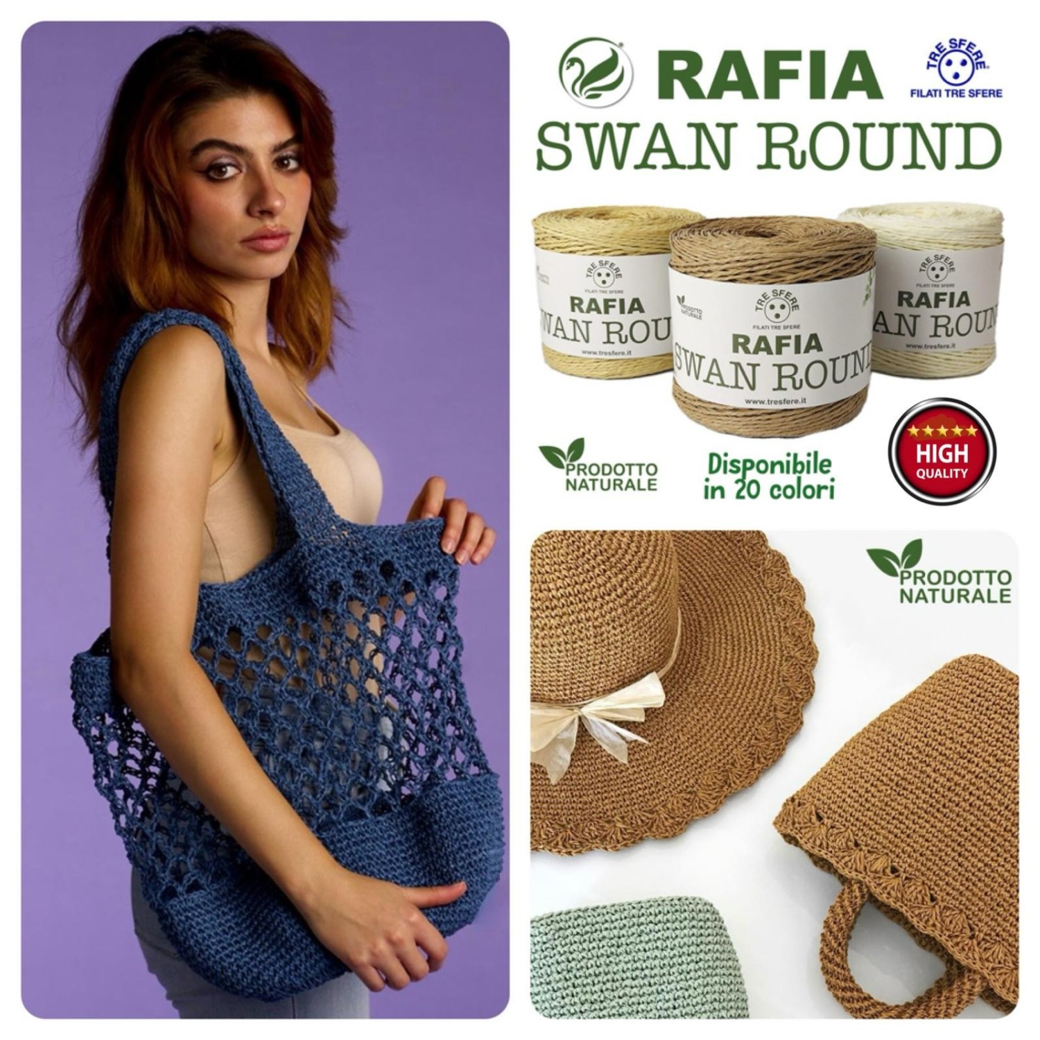 Rocca Rafia Swan Round 100% paper confezione 150 gr. 250 mt.