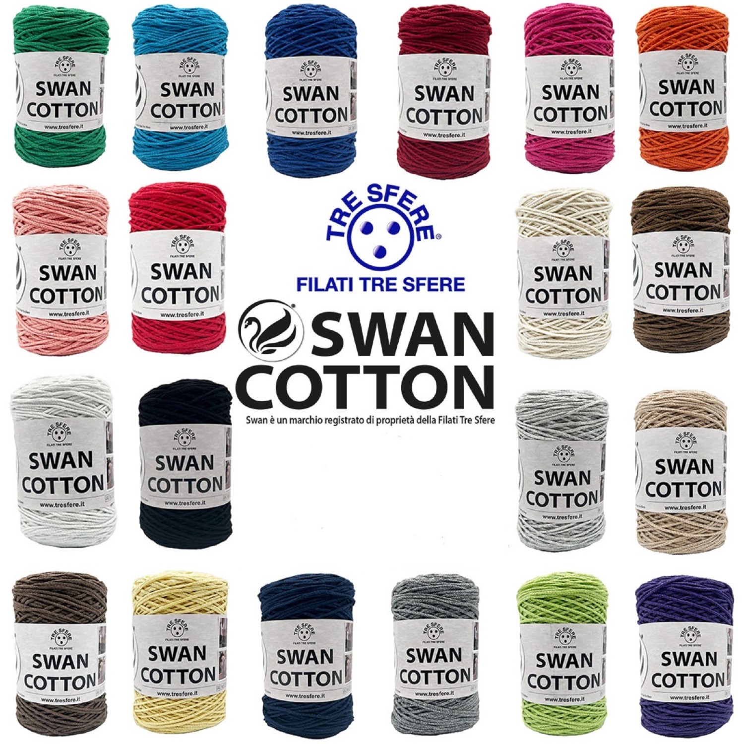 Cordino Tre Sfere Swan® Cotton 250 gr. x borse e varie ferri uncinetto 2/4