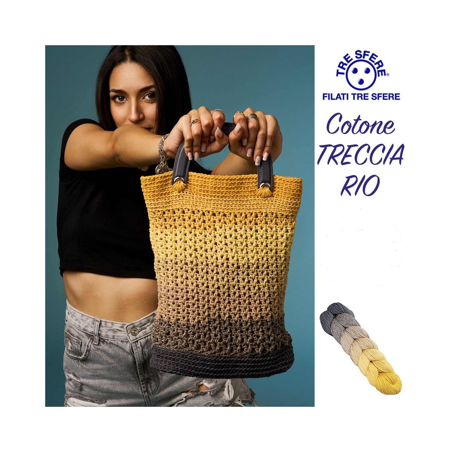 Cordino Cotone Treccia Rio 70% cotone 30% poliestere Tre Sfere treccia da 250 gr.