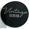 Toppa patch ricamo "Vintage Denim" 016A tessuto termoadesiva o cucire diametro 5 cm.