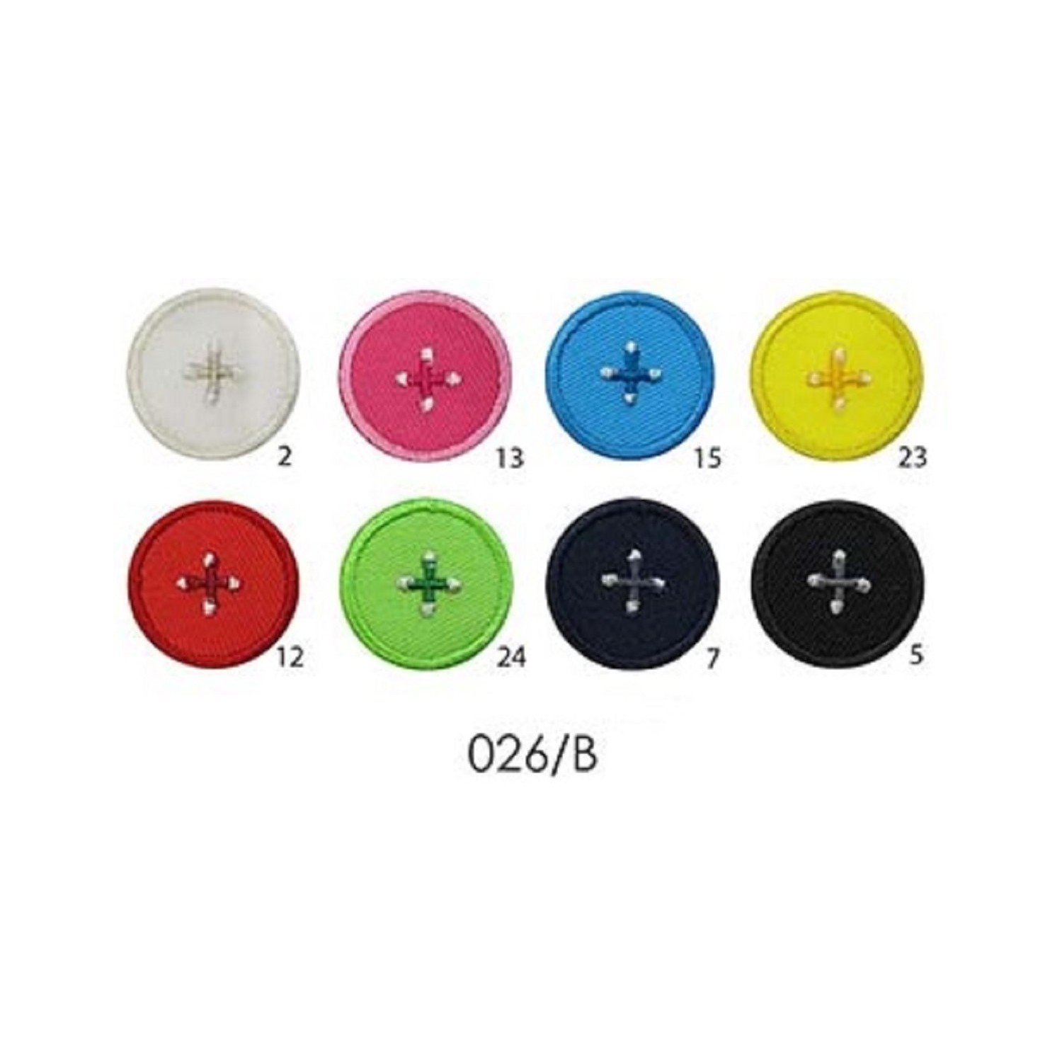 Toppa patch ricamo "Effetto bottone" 026b tessuto termoadesiva o cucire diametro 2,5 cm.