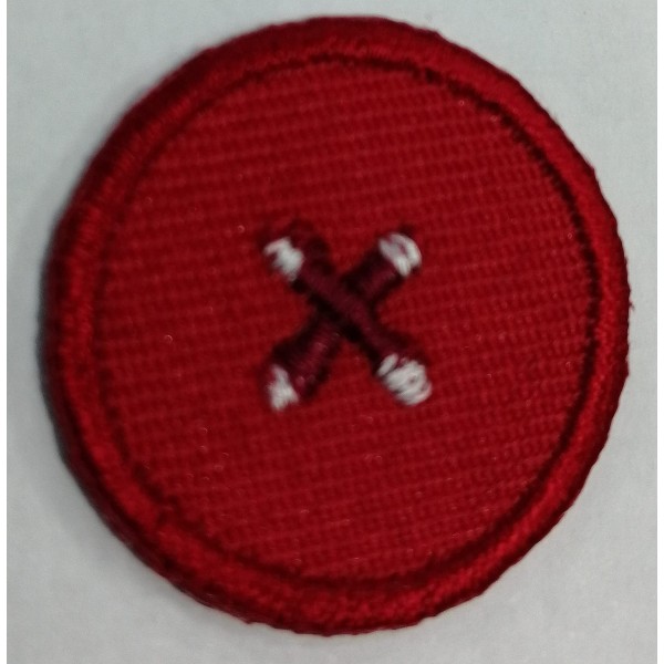 Toppa patch ricamo "Effetto bottone" 026b tessuto termoadesiva o cucire diametro 2,5 cm.