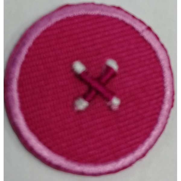 Toppa patch ricamo "Effetto bottone" 026b tessuto termoadesiva o cucire diametro 2,5 cm.