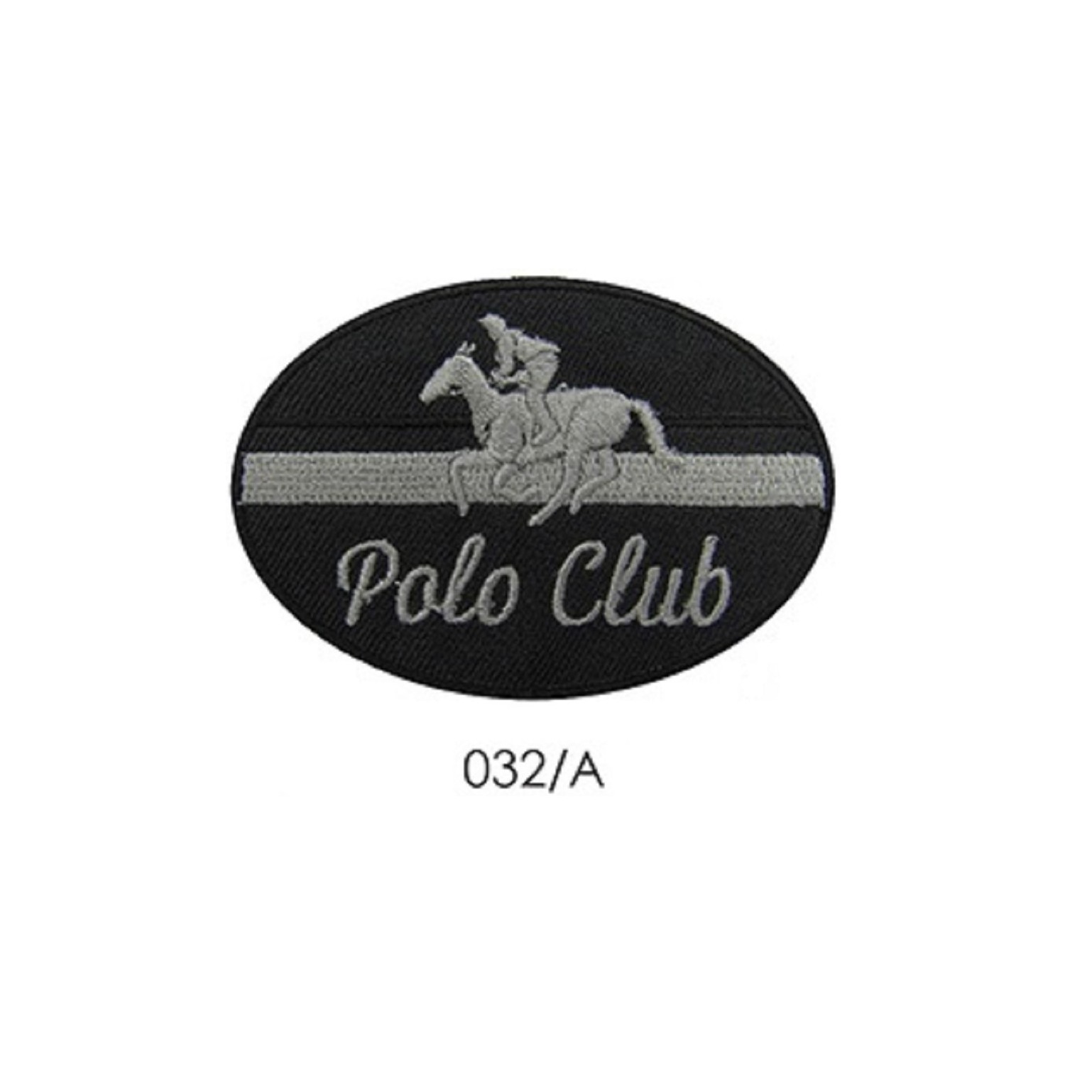 Toppa patch ricamo su tessuto "Polo Club" 032A termo o cucire dimensioni 6x8,7 cm.