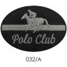 Toppa patch ricamo su tessuto "Polo Club" 032A termo o cucire dimensioni 6x8,7 cm.