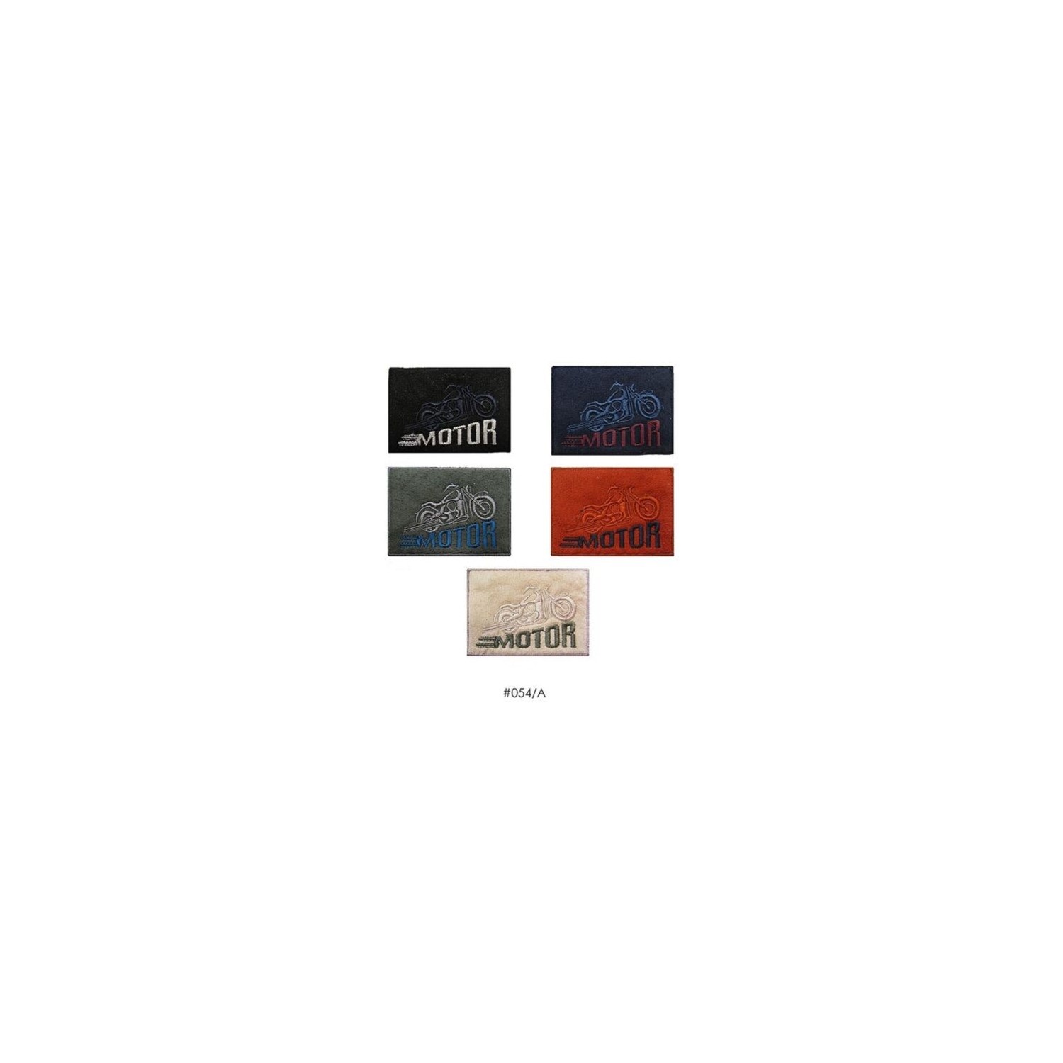 Toppa patch ricamo "Motor" 054A tessuto ecopelle scamosciato termoadesiva o cucire dimensioni 5x7 cm.