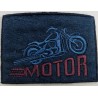 Toppa patch ricamo "Motor" 054A tessuto ecopelle scamosciato termoadesiva o cucire dimensioni 5x7 cm.