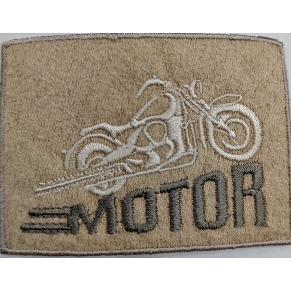 Toppa patch ricamo "Motor" 054A tessuto ecopelle scamosciato termoadesiva o cucire dimensioni 5x7 cm.