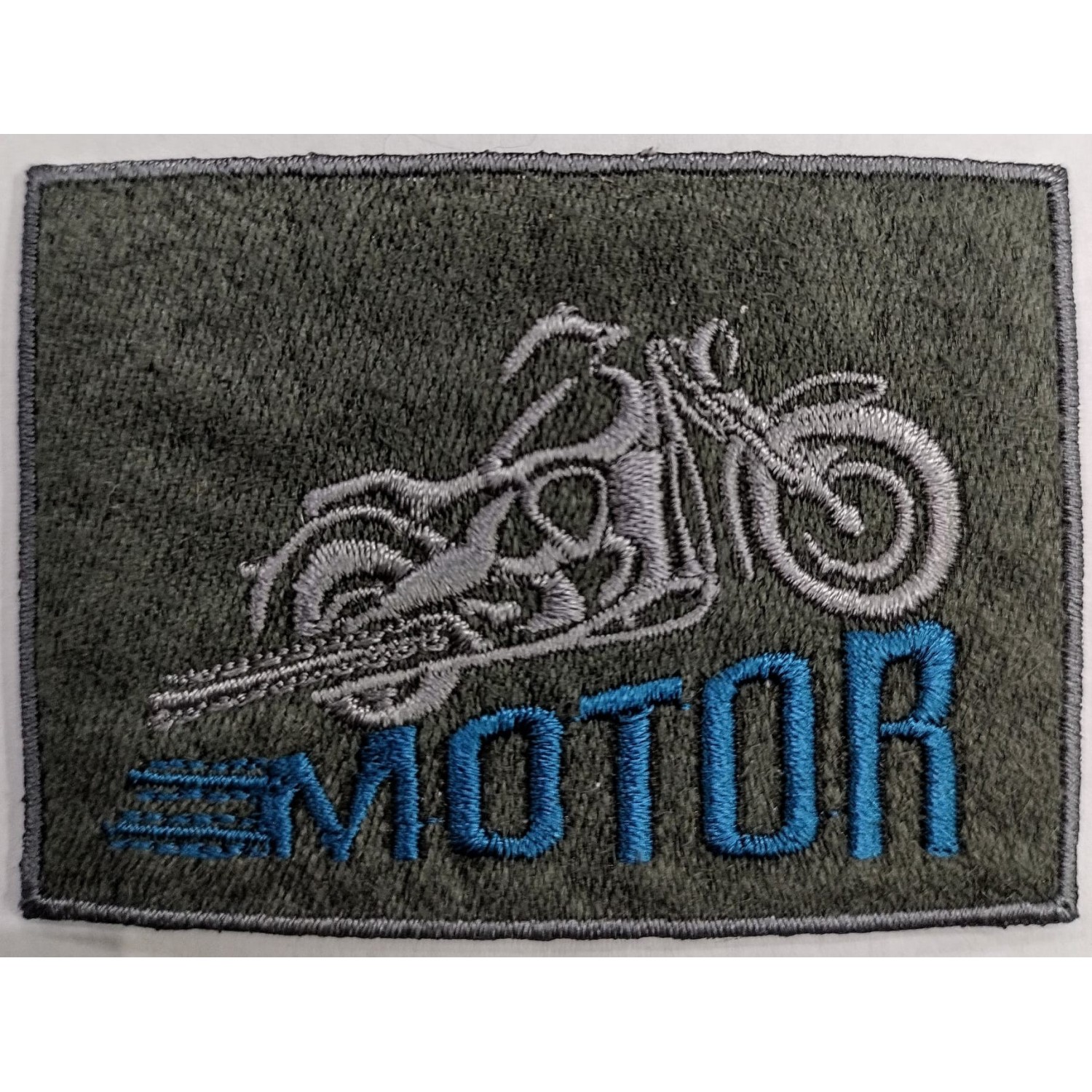 Toppa patch ricamo "Motor" 054A tessuto ecopelle scamosciato termoadesiva o cucire dimensioni 5x7 cm.