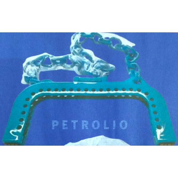 Chiusura in plastica per borsa 20x10 cm. con gancio magnetico e tracolla da 60 cm. vari colori