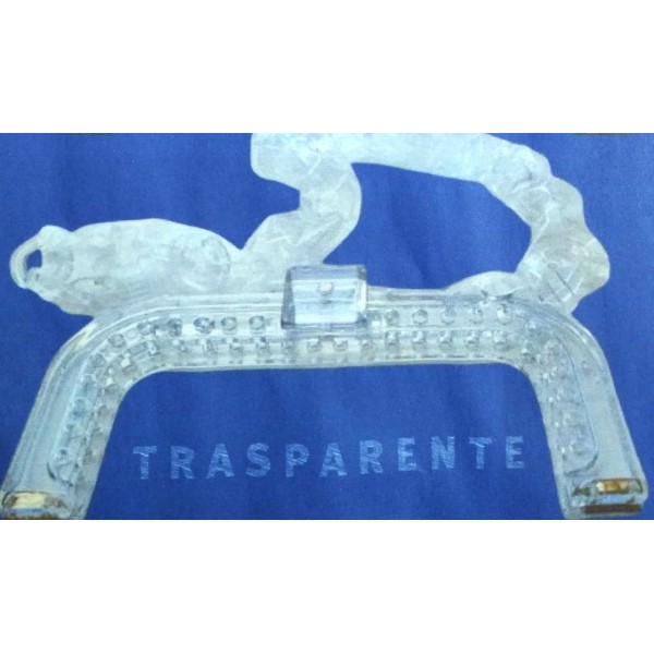 Chiusura in plastica per borsa 20x10 cm. con gancio magnetico e tracolla da 60 cm. vari colori