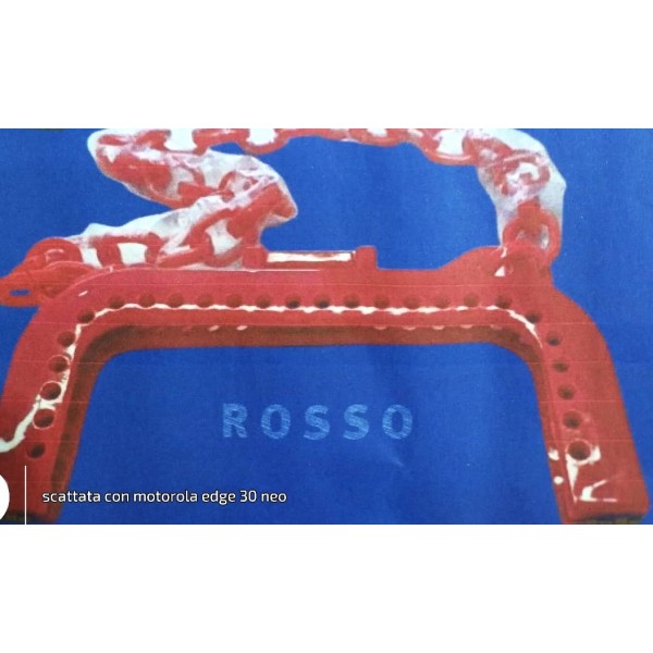 Chiusura in plastica per borsa 20x10 cm. con gancio magnetico e tracolla da 60 cm. vari colori