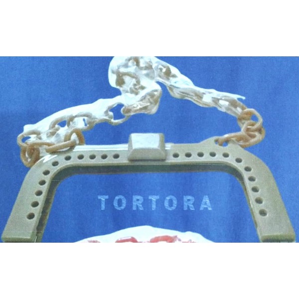 Chiusura in plastica per borsa 20x10 cm. con gancio magnetico e tracolla da 60 cm. vari colori