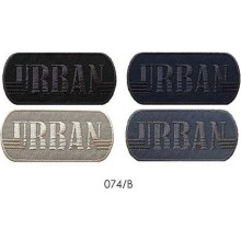 Toppa patch ricamo "URBAN" 074b tessuto termoadesiva o cucire misura 3,5x7,6 cm.