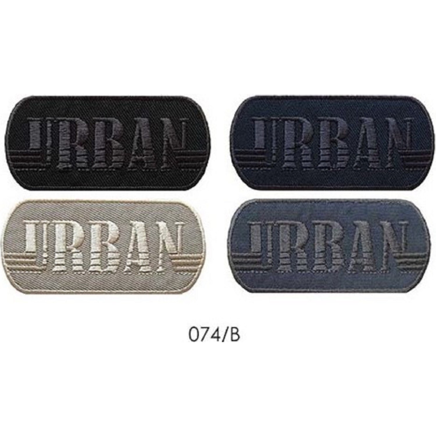 Toppa patch ricamo "URBAN" 074b tessuto termoadesiva o cucire misura 3,5x7,6 cm.