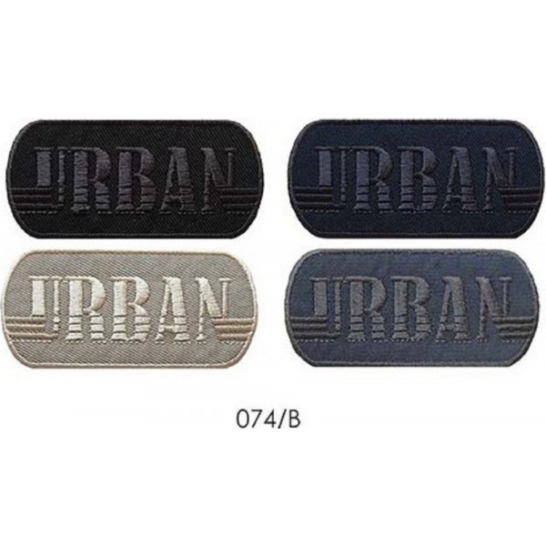 Toppa patch ricamo "URBAN" 074b tessuto termoadesiva o cucire misura 3,5x7,6 cm.