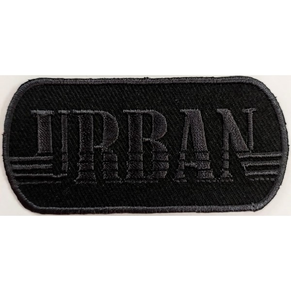 Toppa patch ricamo "URBAN" 074b tessuto termoadesiva o cucire misura 3,5x7,6 cm.