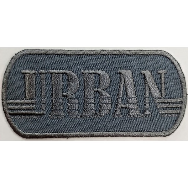 Toppa patch ricamo "URBAN" 074b tessuto termoadesiva o cucire misura 3,5x7,6 cm.