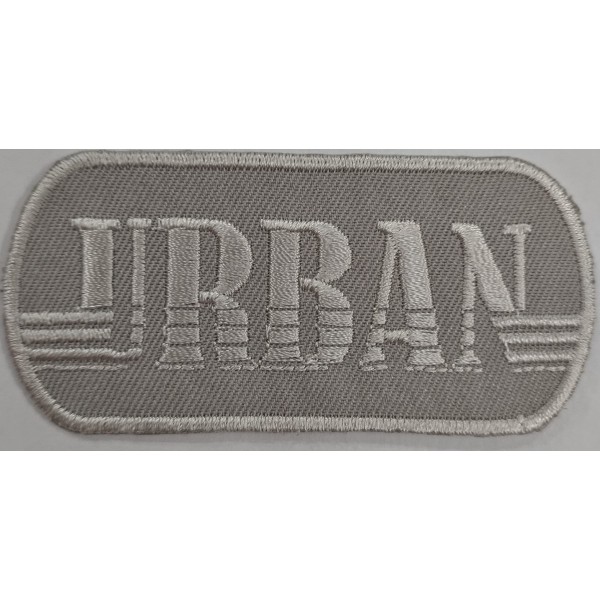 Toppa patch ricamo "URBAN" 074b tessuto termoadesiva o cucire misura 3,5x7,6 cm.