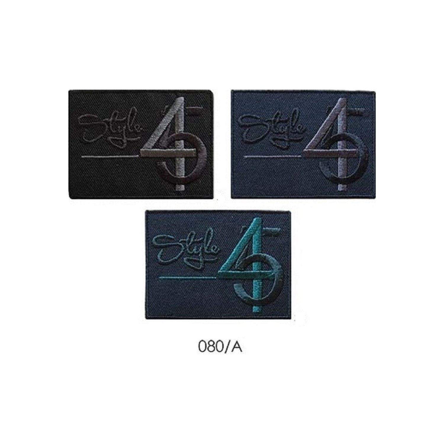 Toppa patch ricamo "style 45" 080A tessuto sia termoadesiva o da cucire 5x6,5 cm.