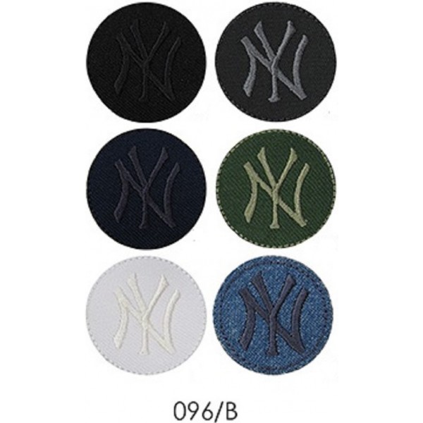 Toppa patch ricamo "NY" 096B tessuto termoadesiva o cucire diametro 3,6 cm.