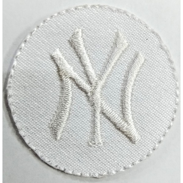 Toppa patch ricamo "NY" 096B tessuto termoadesiva o cucire diametro 3,6 cm.