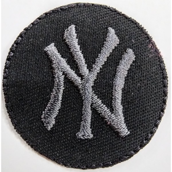 Toppa patch ricamo "NY" 096B tessuto termoadesiva o cucire diametro 3,6 cm.