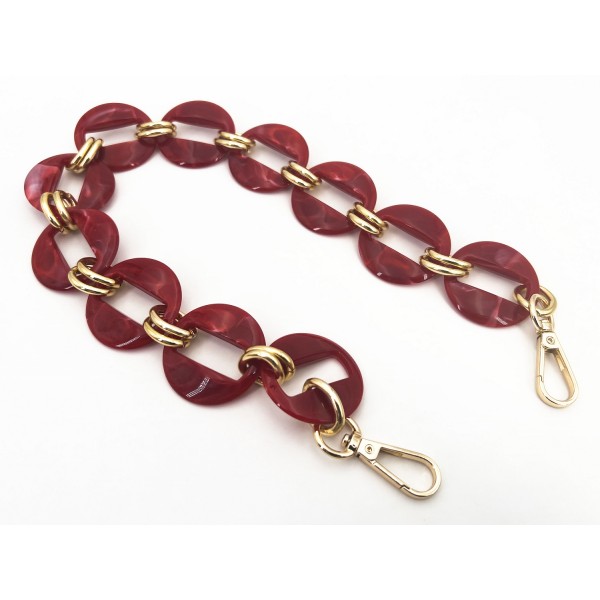 Catena resina con moschettoni lunghezza 56 cm. per borse e borsette vari colori
