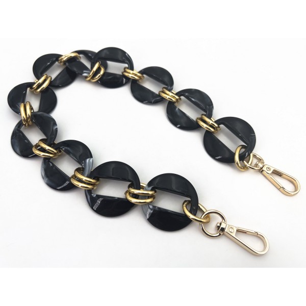 Catena resina con moschettoni lunghezza 56 cm. per borse e borsette vari colori