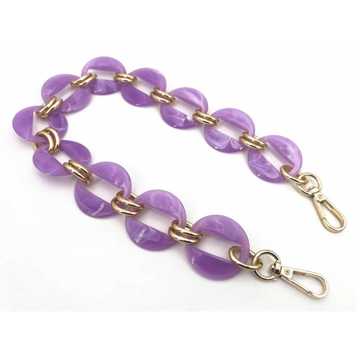 Catena resina con moschettoni lunghezza 56 cm. per borse e borsette vari colori