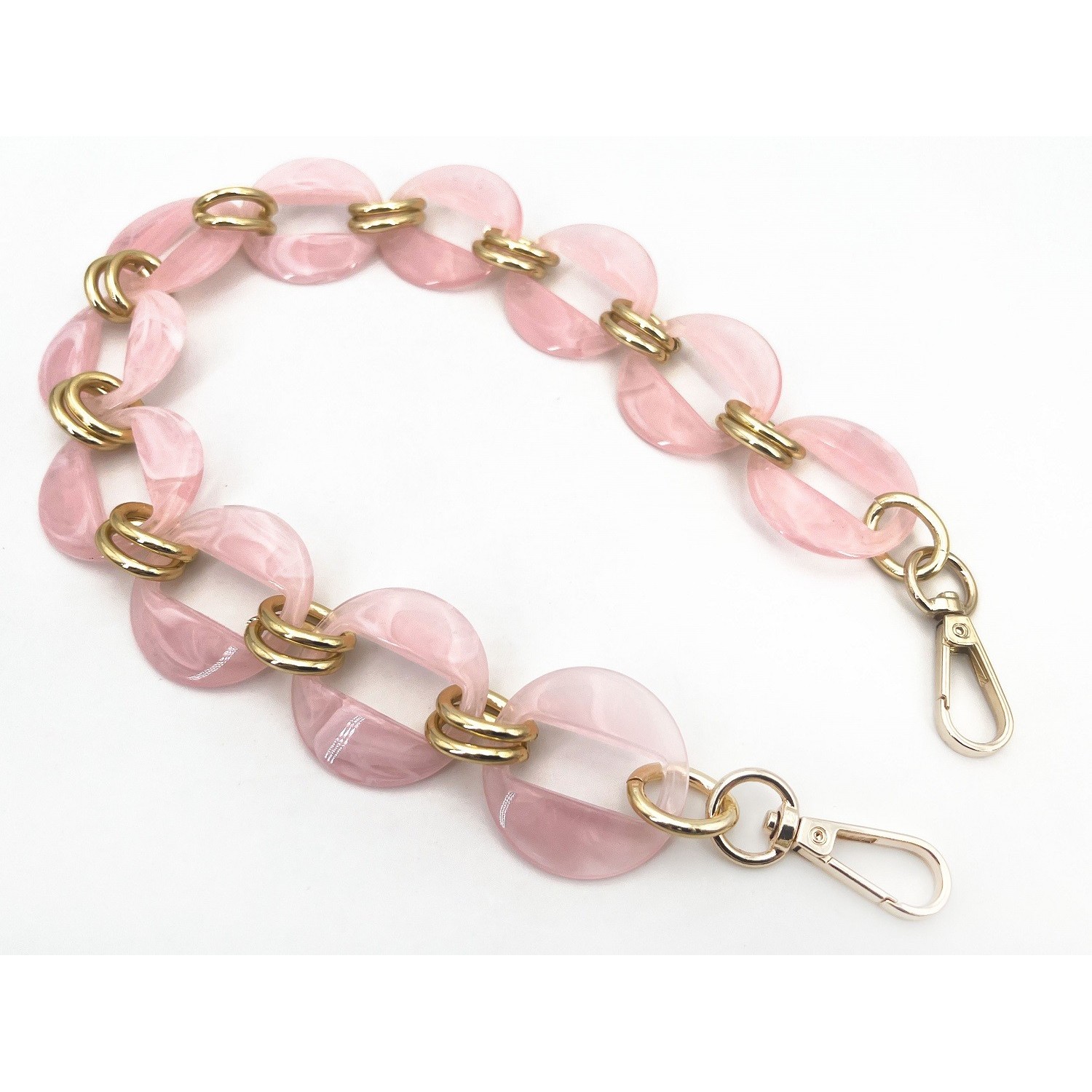 Catena resina con moschettoni lunghezza 56 cm. per borse e borsette vari colori