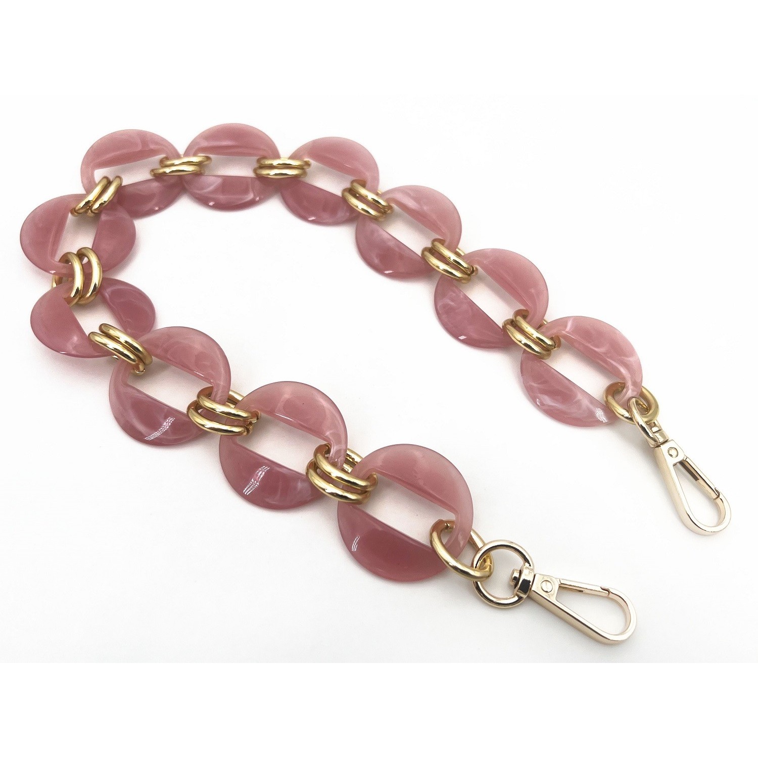 Catena resina con moschettoni lunghezza 56 cm. per borse e borsette vari colori