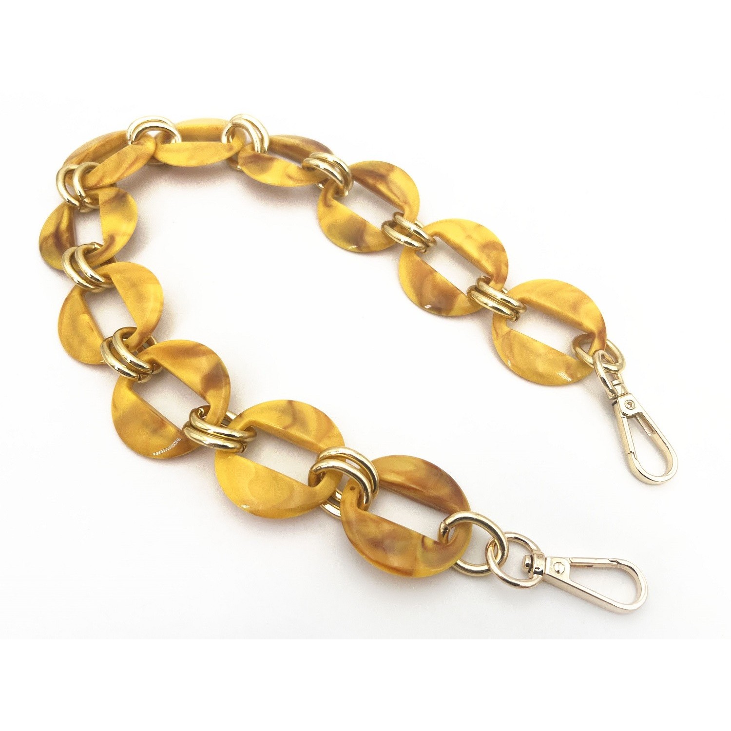 Catena resina con moschettoni lunghezza 56 cm. per borse e borsette vari colori