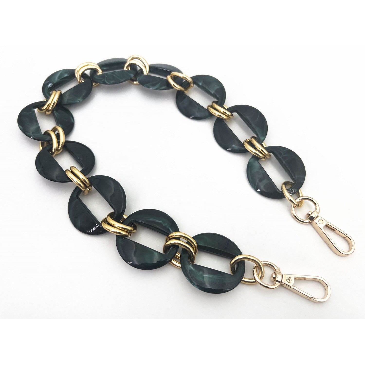 Catena resina con moschettoni lunghezza 56 cm. per borse e borsette vari colori