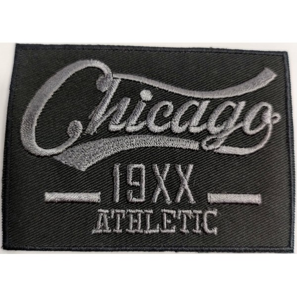 Toppa patch applicazione 102A ricamo "Chicago 19XX Athletic" termo o cucire misura 6x8,2 cm.