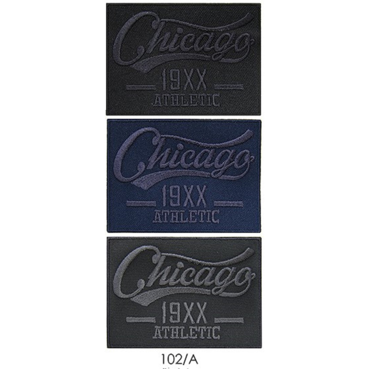 Toppa patch applicazione 102A ricamo "Chicago 19XX Athletic" termo o cucire misura 6x8,2 cm.