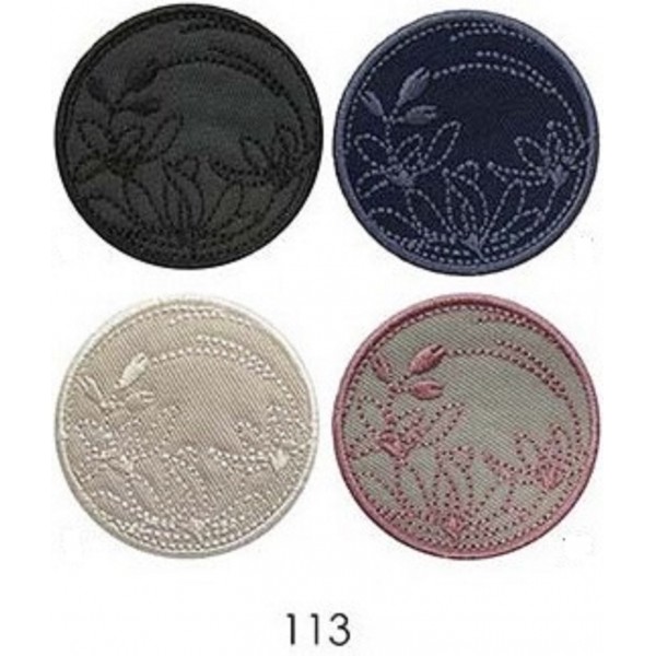 Toppa patch applicazione "113" ricamo "Floreale" termo o cucire diametro 4,5 cm.