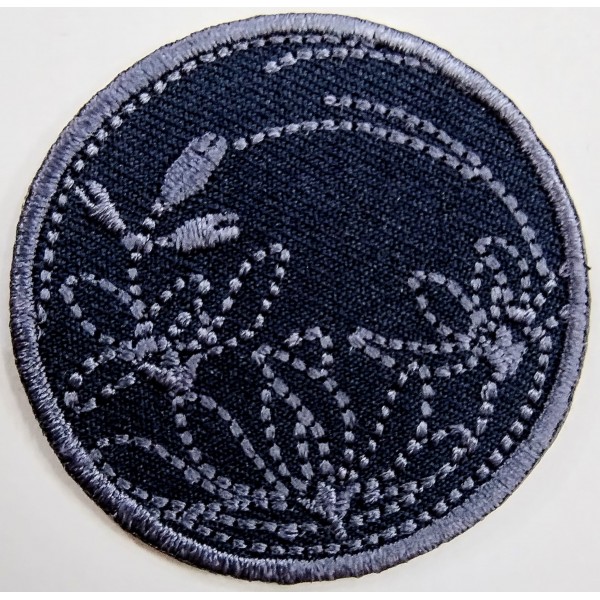 Toppa patch applicazione "113" ricamo "Floreale" termo o cucire diametro 4,5 cm.