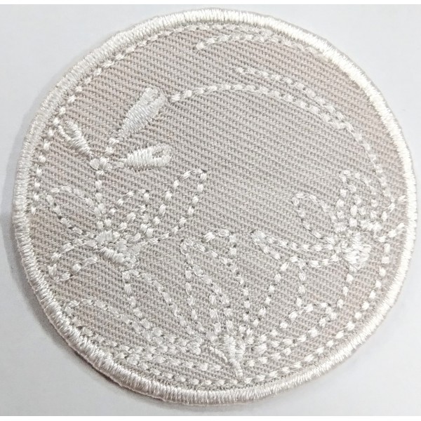 Toppa patch applicazione "113" ricamo "Floreale" termo o cucire diametro 4,5 cm.