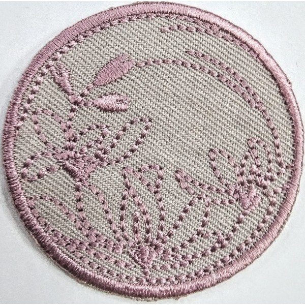 Toppa patch applicazione "113" ricamo "Floreale" termo o cucire diametro 4,5 cm.