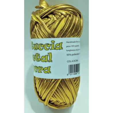 Gomitolo di fettuccia metallizzata x borse e varie elastica, peso +- 100 gr. 45 mt.