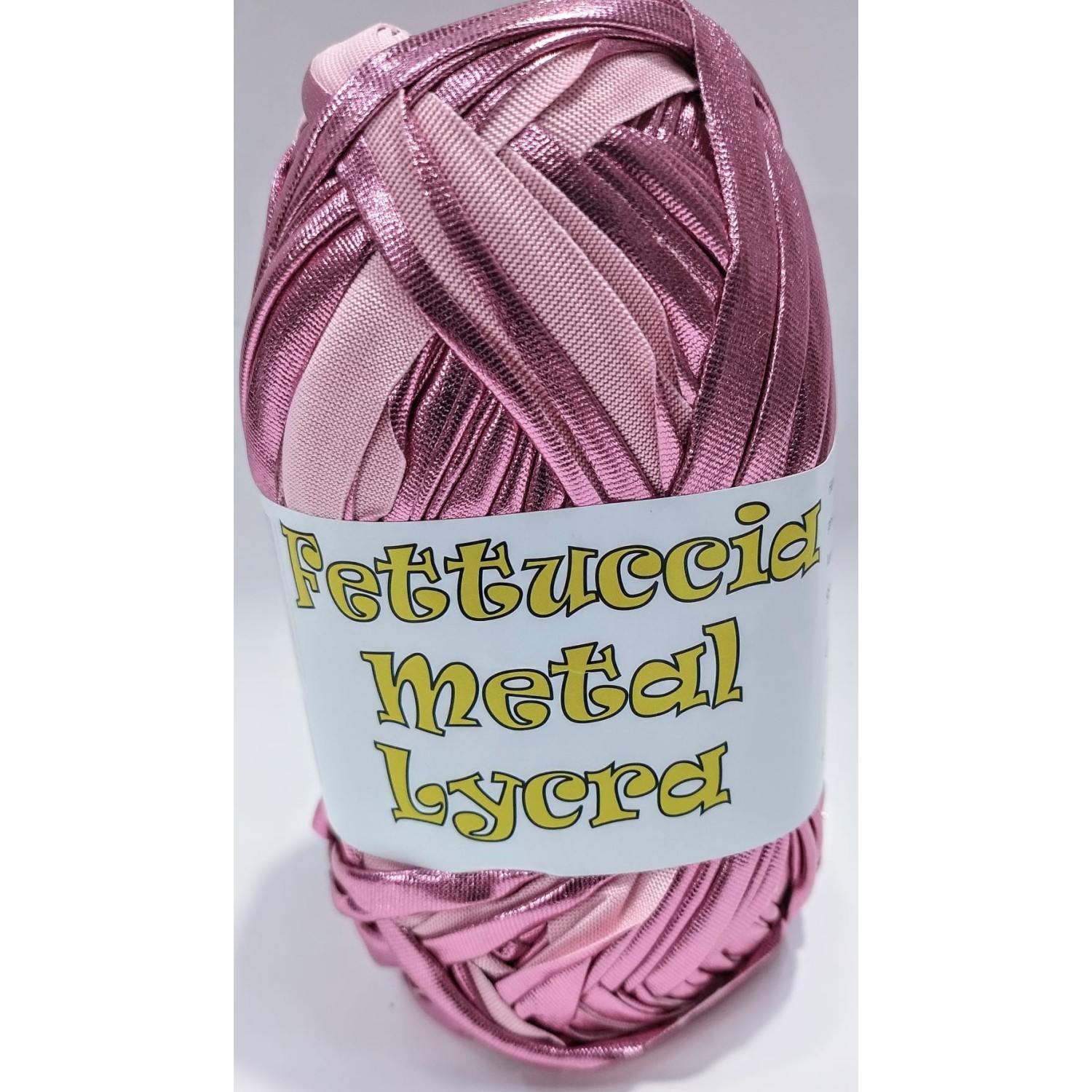 Gomitolo di fettuccia metallizzata x borse e varie elastica, peso +- 100 gr. 45 mt.