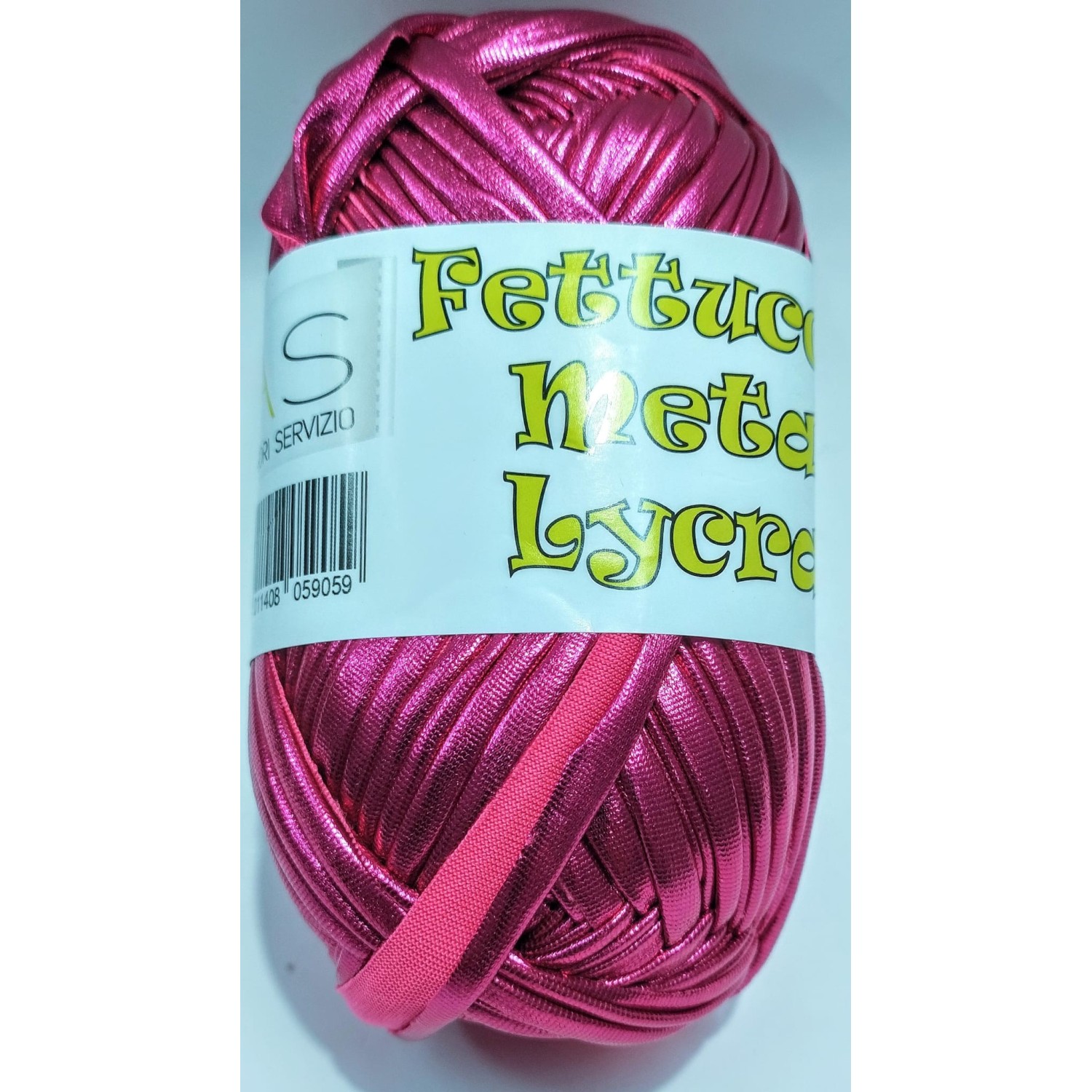 Gomitolo di fettuccia metallizzata x borse e varie elastica, peso +- 100 gr. 45 mt.