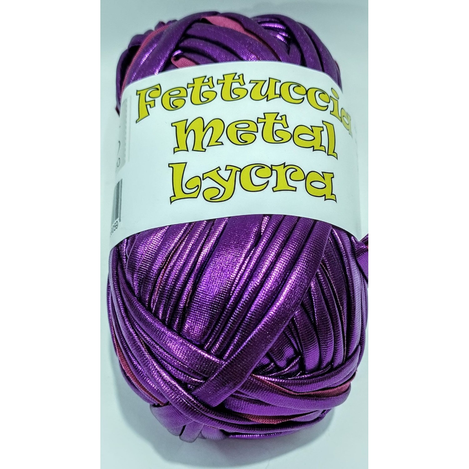 Gomitolo di fettuccia metallizzata x borse e varie elastica, peso +- 100 gr. 45 mt.