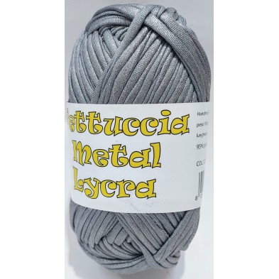 Gomitolo di fettuccia metallizzata x borse e varie elastica, peso +- 100 gr. 45 mt.