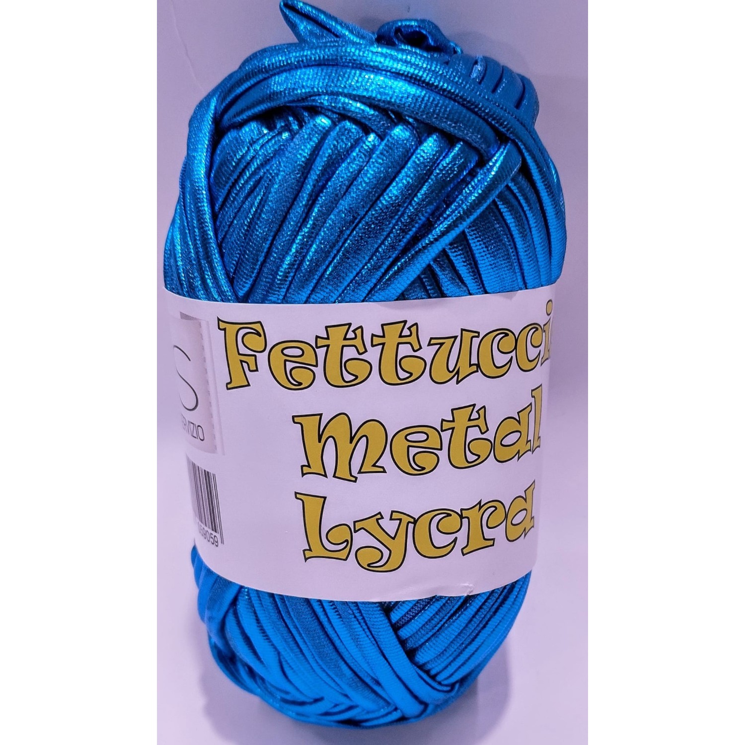 Gomitolo di fettuccia metallizzata x borse e varie elastica, peso +- 100 gr. 45 mt.