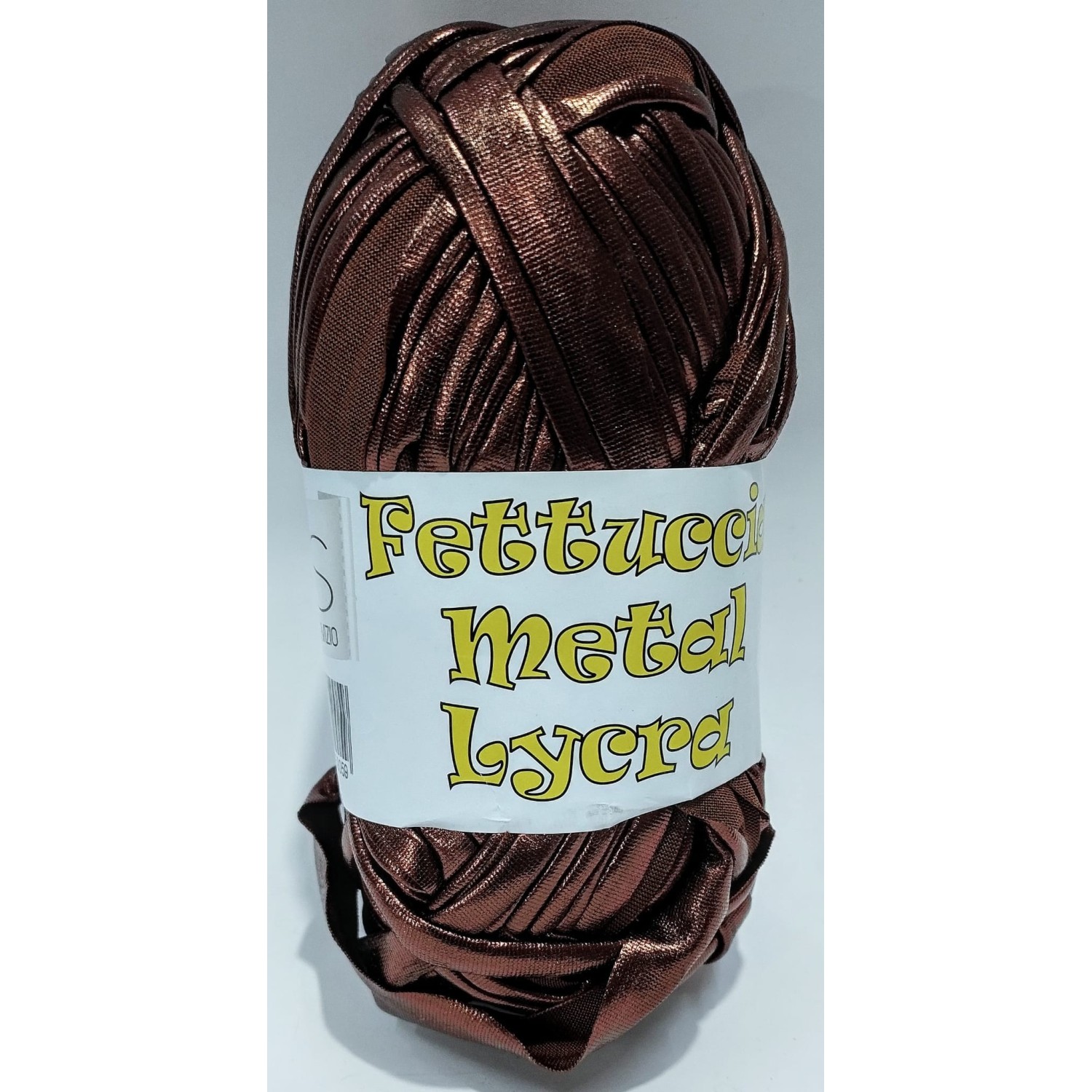 Gomitolo di fettuccia metallizzata x borse e varie elastica, peso +- 100 gr. 45 mt.