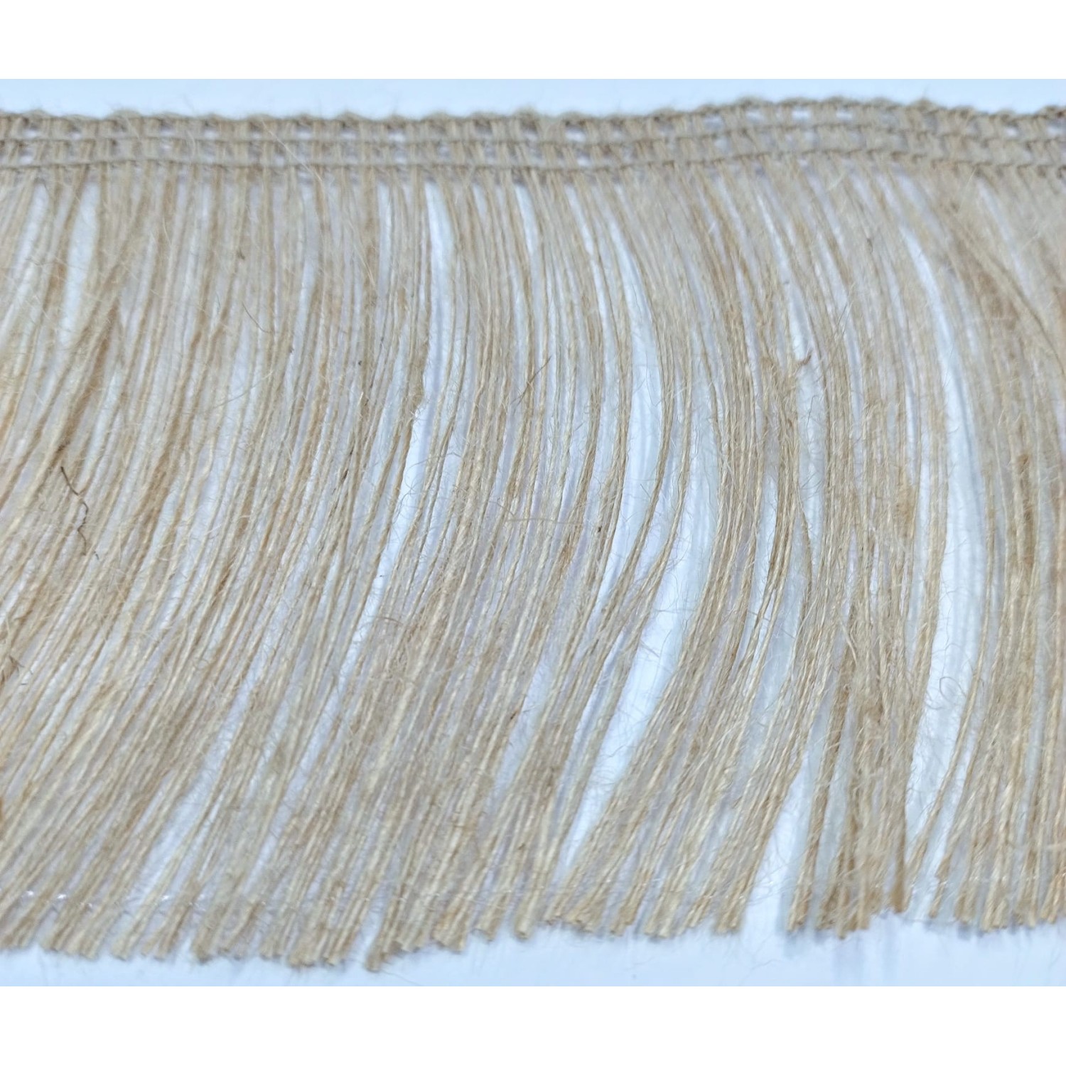 Passamaneria frangia in lino o juta a scelta altezza 10 cm. per decorazioni varie, 1 mt.
