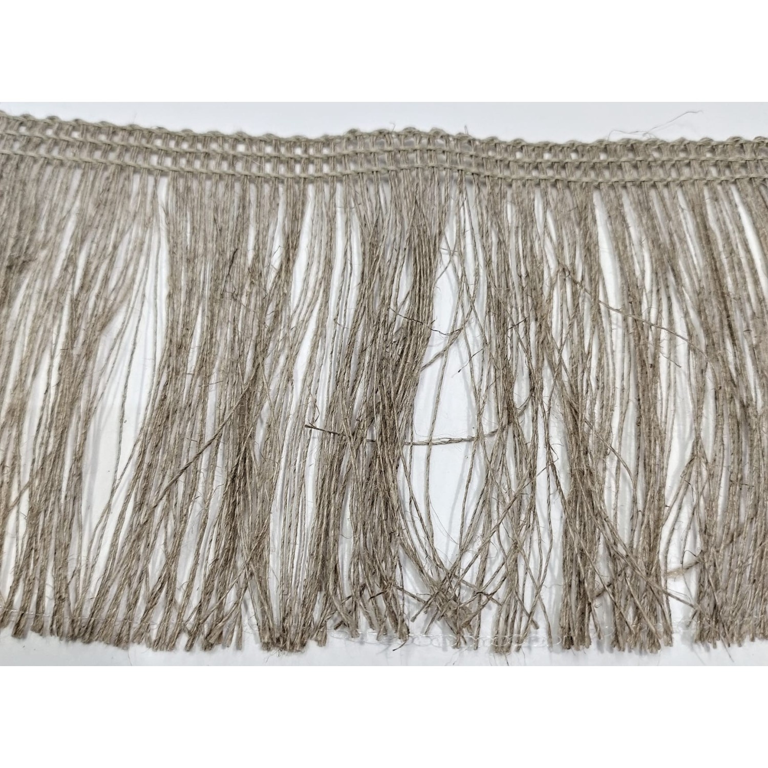 Passamaneria frangia in lino o juta a scelta altezza 10 cm. per decorazioni varie, 1 mt.